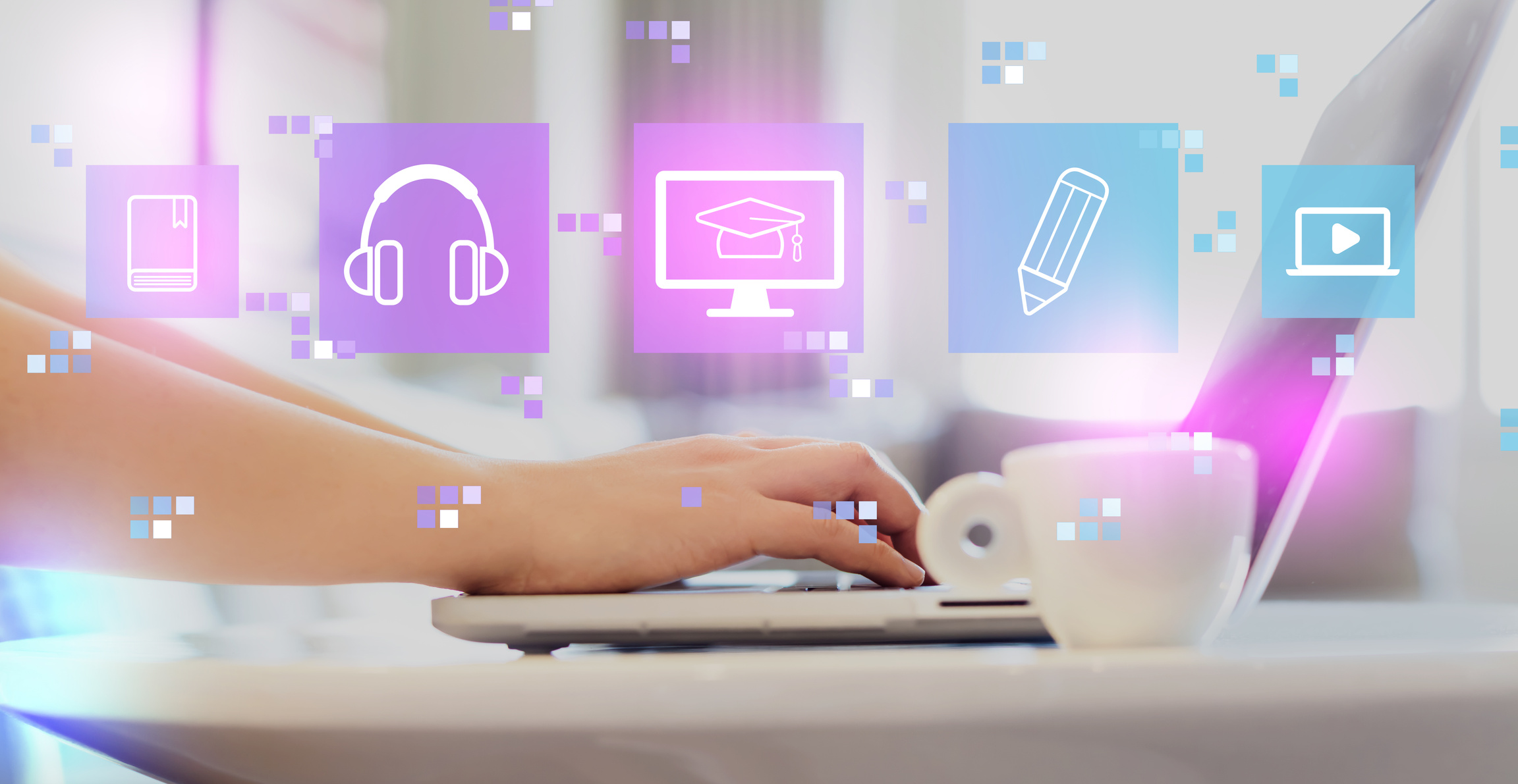 E-Learning with woman using a laptop